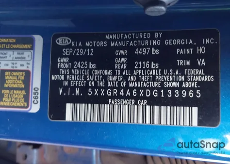 2013 Kia Optima Sx from USA, damaged, VIN 5XXGR4A6XDG133965